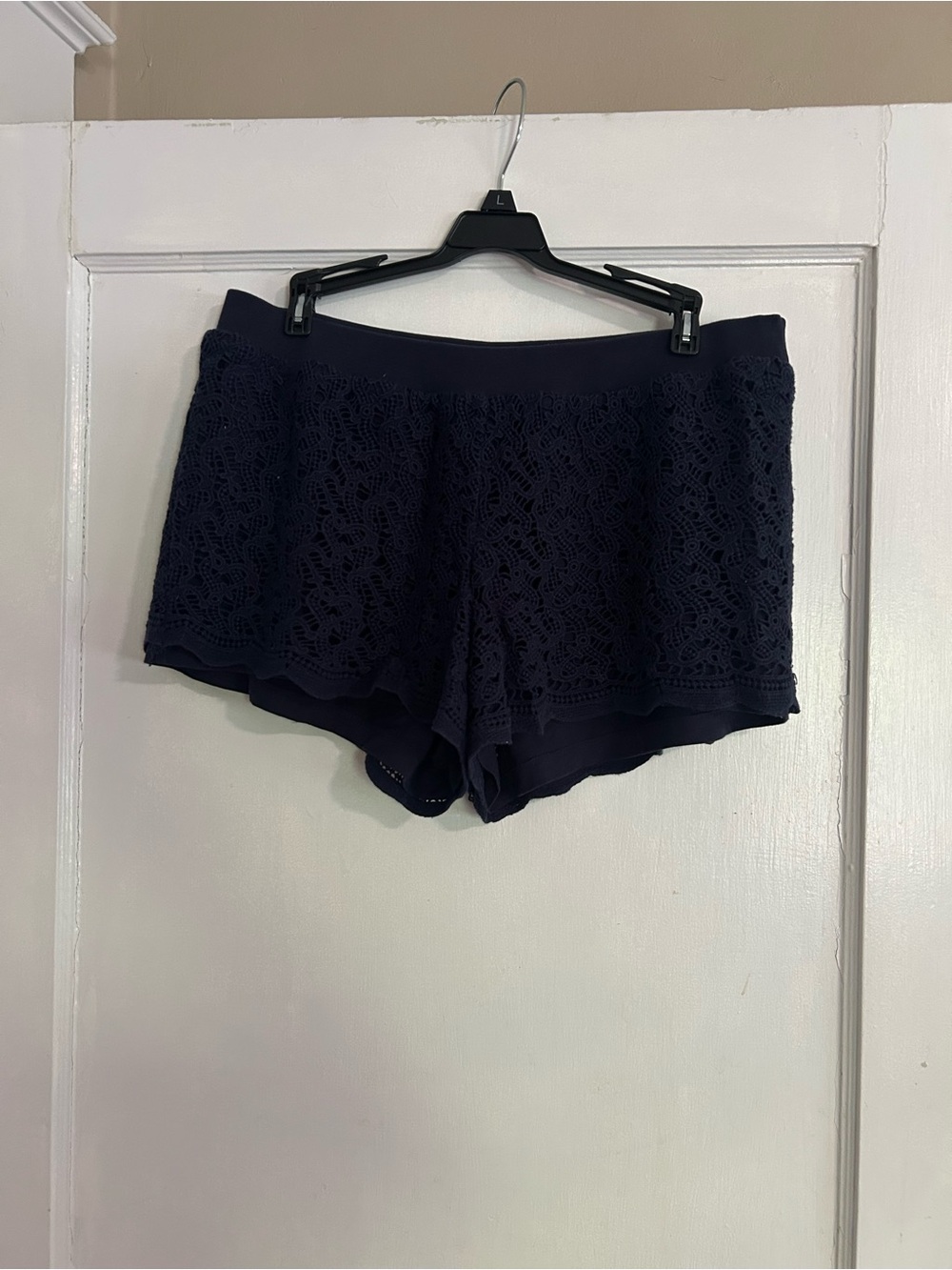 Lilly Pulitzer Navy Crochet Overlay Skort-Style Shorts